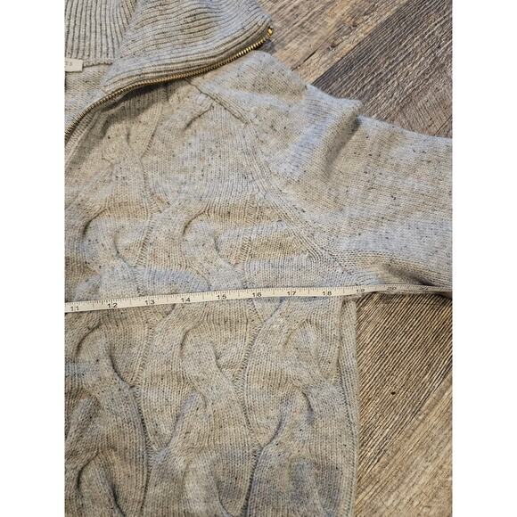 Talbots cableknit full zip cardigan sweater jacket womens meduum gray petite - Picture 3 of 6